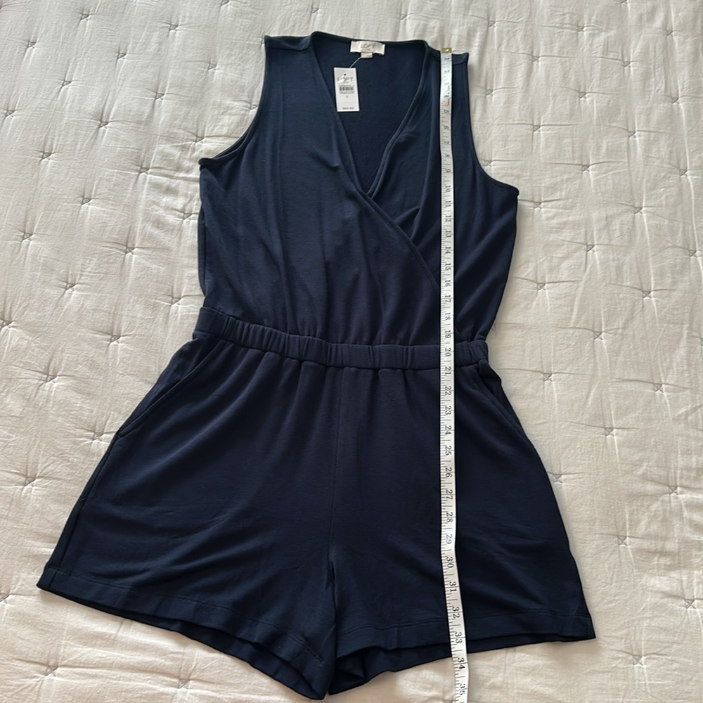 LOFT dark Blue V-Neck Romper - Picture 4 of 10
